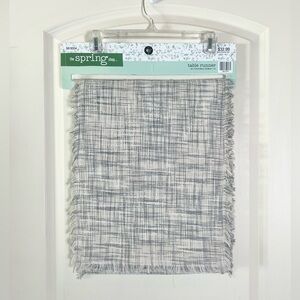 NWT Hobby Lobby Gray & Cream Tweed Table Runner with Fringe - 14" x 72"